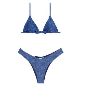 WeWoreWhat Denim Cooper Swim Top & Delilah Bottom